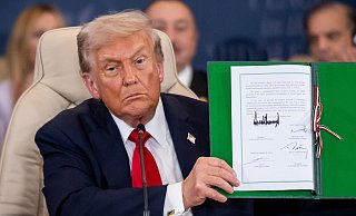 US-Präsident Trump zeigt ein gewisses Verständnis dafür, dass die Hamas im Gazastreifen Gegner hinrichtet. (Archivbild) - Michael Kappeler/dpa