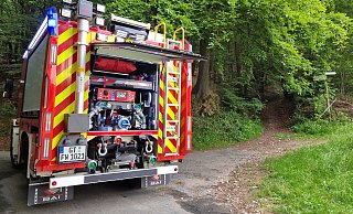 Das neue geländegängige Tanklöschfahrzeug 2000 kam jetzt im Teutoburger Wald in Steinhagen im Kreis Gütersloh zum Einsatz. - Feuerwehr Steinhagen