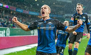 So befreit feierte SCP-Joker Sven Michel seinen Last-Minute-Siegtreffer im Gastspiel bei Werder Bremen. Michel ist eine Alternative für den gesperrten Mamba – ein gutes Omen? - imago images/foto2press