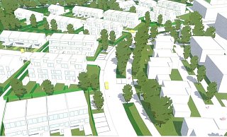 So soll die neue Klimaschutzsiedlung auf dem Schilling-Gelände aussehen. In zwei Wochen ist der erste Spatenstich geplant. - Jung Stadtkonzepte