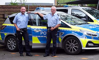 Jan Ohsiek und Karsten Sanker, neue Bezirksdienstbeamte für Bünde-Mitte und Rödinghausen. - Katharina Eisele