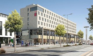 So soll er aussehen: Der künftige Paderborner Hauptbahnhof. - Visualisierung: Bremer AG