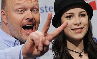 Früher stand Deutschland besser da: Stefan Raab im Jahr 2010 mit ESC-Siegerin Lena Meyer-Landrut. (Archivbild) - Julian Stratenschulte/dpa