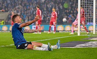 Arminia Bielefelds Joel Grodowski feiert sein Tor zum 4:1 gegen Fortuna Düsseldorf. - Teresa Kroeger Arminia Bielefelds Joel Grodowski feiert sein Tor zum 4:1 gegen Fortuna Düsseldorf. - Teresa Kroeger