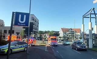 Großeinsatz am Dienstag in der unterirdischen Stadtbahn-Haltestelle Nordpark. - Jürgen Mahncke