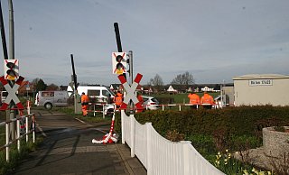 Der Bahnübergang in Blasheim an der Osnabrücker Straße (B 65) am Montag. - Melina Koch