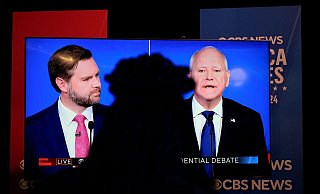 Die 90-minütige Debatte, ausgetragen von CBS in New York, fand ohne Publikum statt. - Julia Demaree Nikhinson/AP/dpa