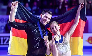 Das Gold von Minerva Hase (r) und Nikita Wolodin im Paarlaufen war bei der Eiskunstlauf-EM in Tallinn der Lichtblick. - Sergei Stepanov/Xinhua/dpa