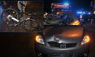 Der Pedelec-Fahrer wurde bei dem Unfall gegen die Windschutzscheibe geschleudert. - Polizei Paderborn