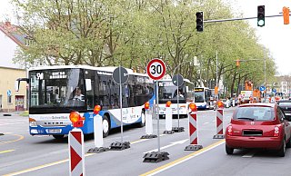 Die Kreuzung Friedrichstraße, Marienstraße und Imadstraße mit einer jeweils einspurigen Verkehrsführung. - Holger Kosbab