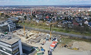 Hier entstehen die 231 Studentenapartments. - Wegener Massivhaus GmbH