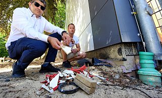 Ali-Reza Brojerdi (l.) und Boris Koch ärgern sich über die Baustelle. - Barbara Franke