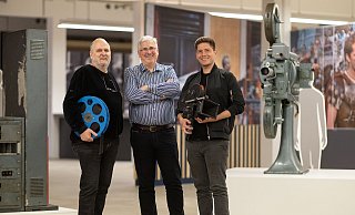 Frank Bell (v. l.), Holger Schettler und Dennis Blomeyer beim Start des Kinomusuems vor drei Jahren. - Oliver Krato