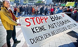 Hartnäckig bis heute: Bei einer Demo 2016 forderte die Bürgerinitiative endlich das finale Aus der B 66n. Das soll dieses Jahr kommen. - Sarah Jonek
