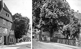 Typische Bauweise: Im Haus auf dem linken Foto waren Büro und Laden. Im rechten Haus an der Aa wurde gebacken. - Kommunalarchiv