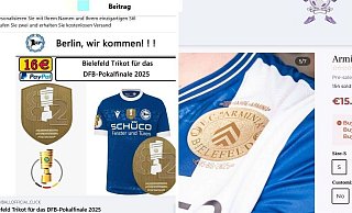 Das DFB-Pokal-Sondertrikot und das Trikot zum Jubiläum von Arminia Bielefeld haben es auf die Seiten dubioser thailändischer Online-Shops geschafft. - Screenshots: Facebook