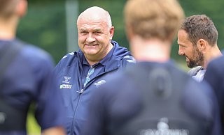SCP-Vereinschef Thomas Sagel, hier mit Trainer Ralf Kettemann (r.) präsentierte sich bereits im Sommer-Trainingslager in Walchsee sehr optimistisch. - Oliver Krato