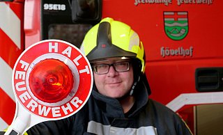 Mit ihrer neuen Sichtschutzwand wird die Feuerwehr Hövelhof Gaffern und Videofilmern einen Strich durch die Rechnung machen. Den symbolischen Halt stellt hier Benedikt Michaelis dar. - Ralph Meyer