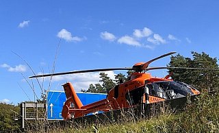 Der Rettungshubschrauber ist am Bielefelder Berg an der A2 gelandet. - Mike-Dennis Müller
