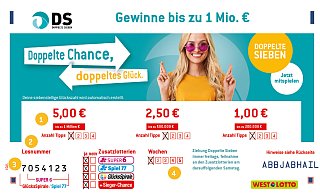 Bei der Doppelten Sieben kann die eigene siebenstellige Glückszahl von beiden Seiten mit der gezogenen Gewinnzahl übereinstimmen. Die Treffer werden von vorn und hinten addiert und ergeben dann die Gewinnklasse. - © WestLotto