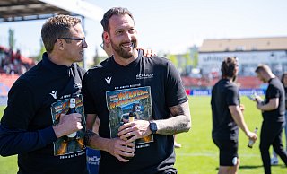 Sport-Geschäftsführer Michael Mutzel (l.) und Trainer Mitch Kniat sind hauptverantwortlich für den Erfolg des DSC Arminia Bielefeld. - Teresa Kroeger/RHR-FOTO