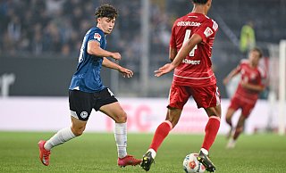 Der 17-jährige Arminie Daniel Richter bei seinem Zweitliga-Debüt gegen Fortuna Düsseldorf. - Teresa Kröger