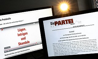 Die sogenannten Protokolle zu Sitzungen des Paderborner Schulausschusses hat Die Partei auf ihrer Internetseite veröffentlicht. - Niklas Tüns