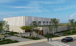 Die erste Version der neuen Sporthalle, die im vorausgegangenen Umwelt-, Bau- und Planungsausschuss präsentiert wurde, kam bei der Politik nicht gut an. Die grau-beige Klinkerfassade im unteren Bereich und die zweifarbige in Grautönen gehaltene Trespafassade im oberen Bereich seien zu trist. - architektur-werk-stadt