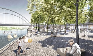 Die Neugestaltung und Entsiegelung der Weserpromenade im Bereich der Schlagde stehe kurz vor der Umsetzung. HIer sollen auch angenehm schattige Plätze zum Verweilen direkt an der Weser entstehen. - Büro Franz Reschke Landschaftsarchitektur