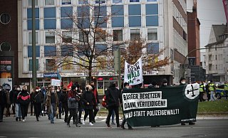 Die Danni-Demonstranten am Willy-Brand-Platz. - Sarah Jonek