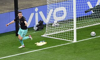 Michael Gregoritsch schoss Österreich als Joker in Führung. - Mihai Barbu/Pool AFP/AP/dpa