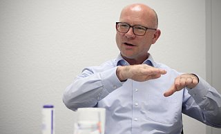 Christian Antl, Bürgermeisterkandidat der SPD in Löhne, beim Bewerbungsgespräch in der NW-Redaktion. - Felix Eisele