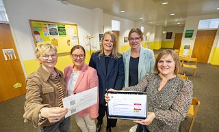 Maike Klein, Ina-Marei Strate-Schneider, Ivonne Berg, Julia Harmsen und Natalia Eiswirt vom Bielefelder Gesundheitsamt stellen das Angebot vor. - Oliver Krato Maike Klein, Ina-Marei Strate-Schneider, Ivonne Berg, Julia Harmsen und Natalia Eiswirt vom Bielefelder Gesundheitsamt stellen das Angebot vor. - Oliver Krato