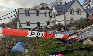 Die Brandruine an der Herforder Straße. - Jobst Lüdeking
