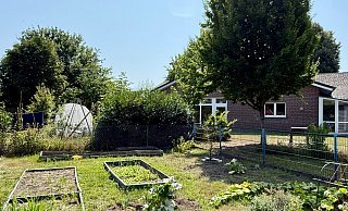 Links vom Zaun stehen die Cannabispflanzen. Rechts vom Zaun erstreckt sich das Gelände der Paulus-Kindertagesstätte. - Robert Becker