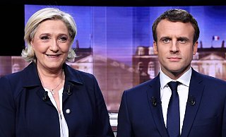 Marine Le Pen und Emmanuel Macron vor dem TV-Duell im Mai 2017. Wird das Aufeinandertreffen diesmal anders verlaufen?. - Foto: Eric Feferberg/AFP POOL/AP/dpa