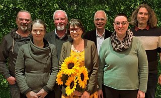 Sie stehen auf den ersten Listenplätzen der Bünder Grünen für die Kommunalwahl: Dirk Kaiser (v.l.), Elke Kupitz, Christian Kowalewsky, Bürgermeisterkandidatin Stefanie Janßen-Rickmann, Ralf Wiegmann, Alexa Diel und Christian Schäfer. - B90/Die Grünen