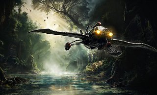 Unser "Hydraflot" ist so einiges: Flugzeug, Hubschrauber, U-Boot und noch einiges mehr. In "Amerzone" ist er uns ein treues Gefährt. - Microids