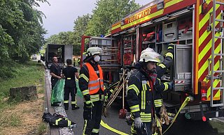 Feuerwehreinsatz auf der A2 in Bielefeld. - Charlotte Mahncke