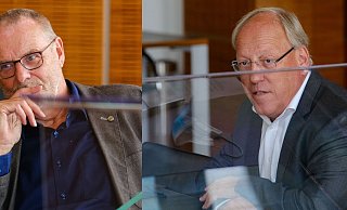 Norbert Wörmann und Pit Clausen informieren zur aktuellen Coronalage. - Andreas Zobe