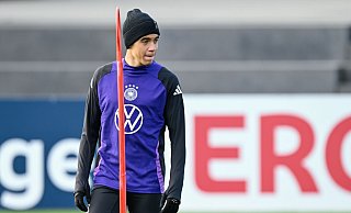 Jamal Musiala sieht für die Nationalmannschaft gute WM-Perspektiven. - Uwe Anspach/dpa