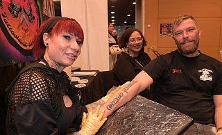 Artist Susi vom Tattoo-Studio aus Gotha, Jana Hof (Studio Gotha) sowie Dennis Krampe von den Chaos Truckern aus Kassel. Fotos: Thomas Kube - Thomas Kube