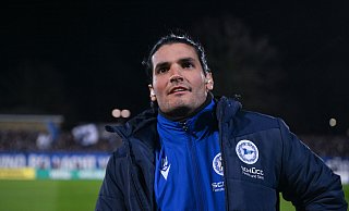 Daniel Jara, eigentlich Co-Trainer beim DSC Arminia Bielefeld, muss gegen 1860 München als Chefcoach auf die Bank. - Teresa Kroeger