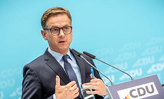 CDU-Generalsekretär Linnemann: «Wenn man die AfD stark machen will, soll man ruhig solche Interviews stören.» - Michael Kappeler/dpa