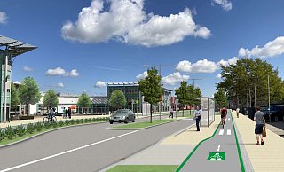 Zwei Radwege, eine Bushaltebucht und nur noch eine Autofahrspur je Richtung: So soll der Radschnellweg am Werre-Park aussehen. - l.schumacher