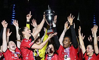 Solche Jubelbilder wird es vom deutschen Meister und Pokalsieger HB Ludwigsburg nicht mehr geben. - Marijan Murat/dpa