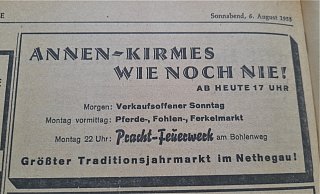 Werbung 1955 für den „Traditionsjahrmarkt im Nethegau“. - Simone Flörke/Repro