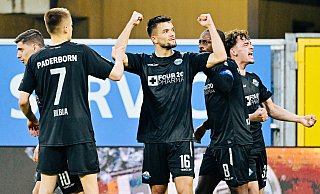 So jubelte SCP-Verteidiger Visar Musliu (M.) am 5. April 2024 über seinen 2:1-Treffer gegen Hertha BSC. Am Ende aber war auch er tief enttäuscht. - Besim Mazhiqi