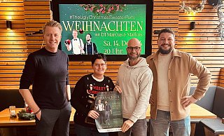 Markus Finger (v. l.), Gabi Lallensack, Marcus Stiera und Jan Herrfurth freuen sich auf die Party in den Bürgerstuben. - Veranstalter