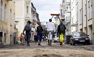 Nach dem Jahrhunderthochwasser in der Eifel durch heftige Regenfälle und Dauerregen mit Überschwemmungen und Überflutungen haben die Aufräumarbeiten im Ahrtal große Fortschritte gemacht. - picture alliance